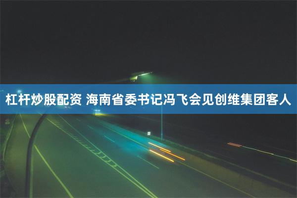 杠杆炒股配资 海南省委书记冯飞会见创维集团客人