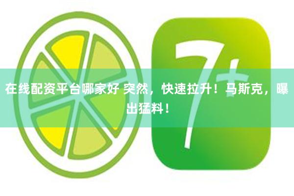 在线配资平台哪家好 突然，快速拉升！马斯克，曝出猛料！