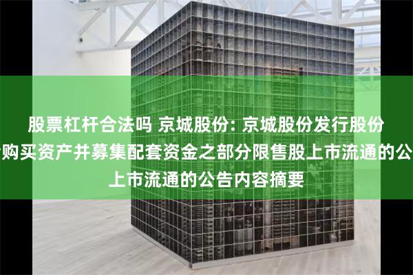 股票杠杆合法吗 京城股份: 京城股份发行股份及支付现金购买资产并募集配套资金之部分限售股上市流通的公告内容摘要